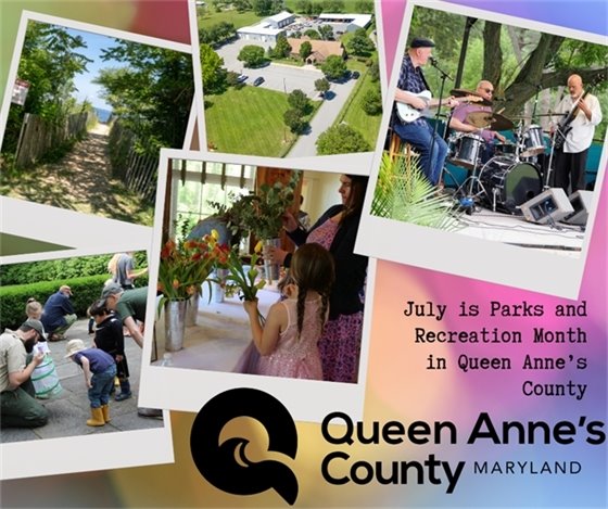 photos featuring Parks and Recreation Programs and amenities including Terrapin Park, park rangers interacting with children, concerts offered in the park, mothers day tea party