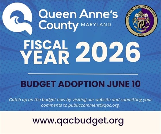 blue background with text says FY2026 Budget Adoption
