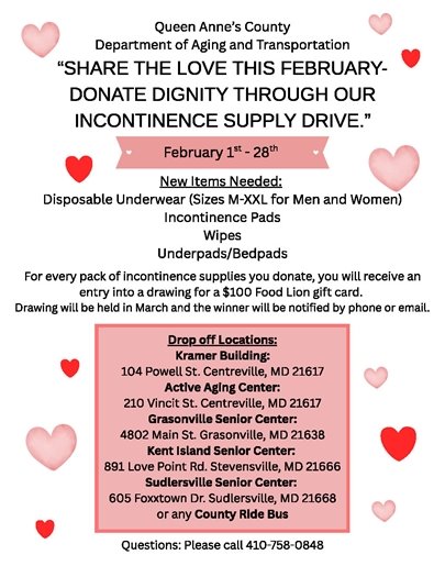 A donation supply drive for the Department of Aging and Transportation