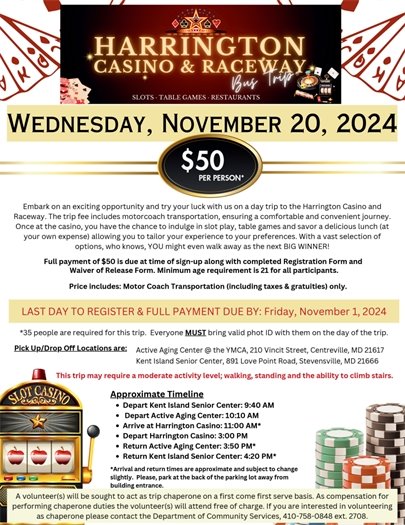 Harrington Casino Trip Flyer