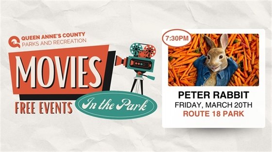 A free movie event poster screening peter rabbit on March 20th